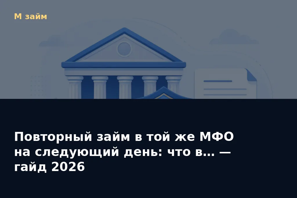Повторный займ в той же МФО на следующий день: что в… — гайд 2026 — обложка статьи М займ